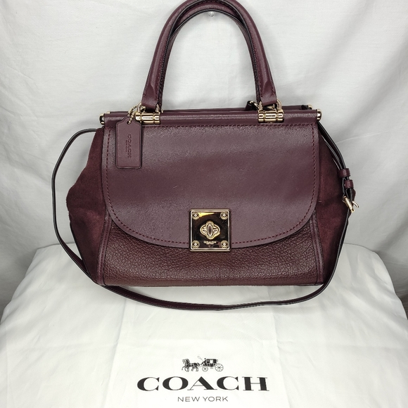 Coach Handbags - COACH MIXED LEATHER DRIFTER CARRYALL OXBLOOD EUC